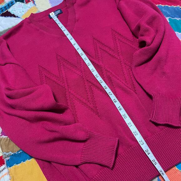 Vintage Lands End Woven Wrap Around Red Sweater XL - Picture 4 of 6